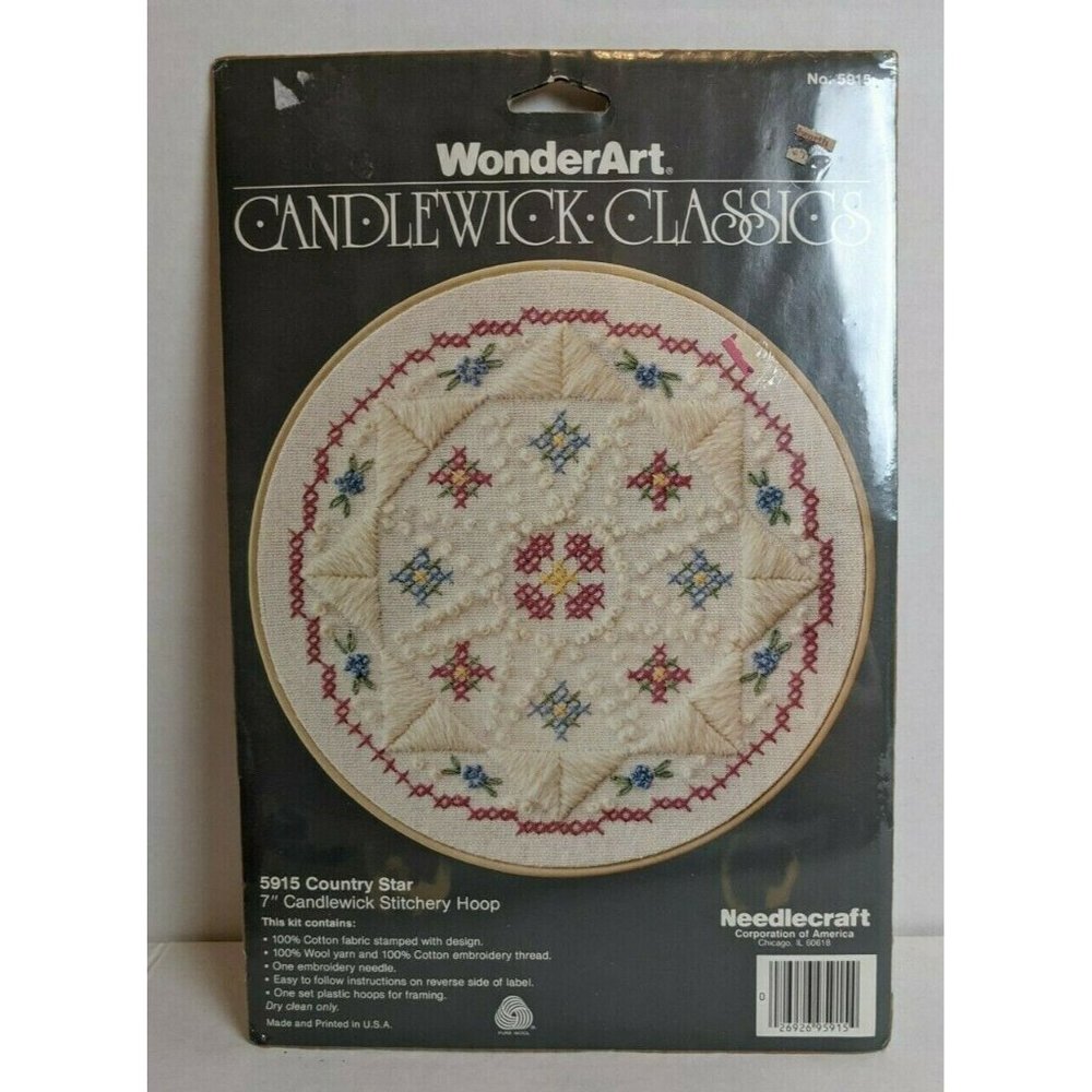 Wonder Art Candlewick Classics #5915 Country Star Embroidery, 7" Hoop Kit